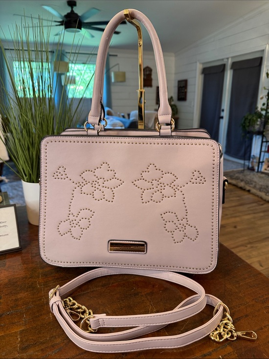 Andrew Marc Handbags - Andrew Marc Pale Pink Floral Perforated Satchel